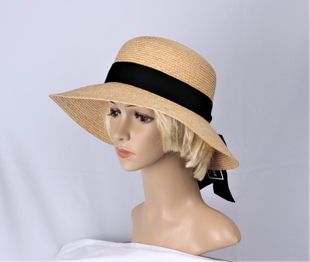  Finely woven handmade raffia dome hat w  bow comfort inside band natural Style: HS/9005 image 0